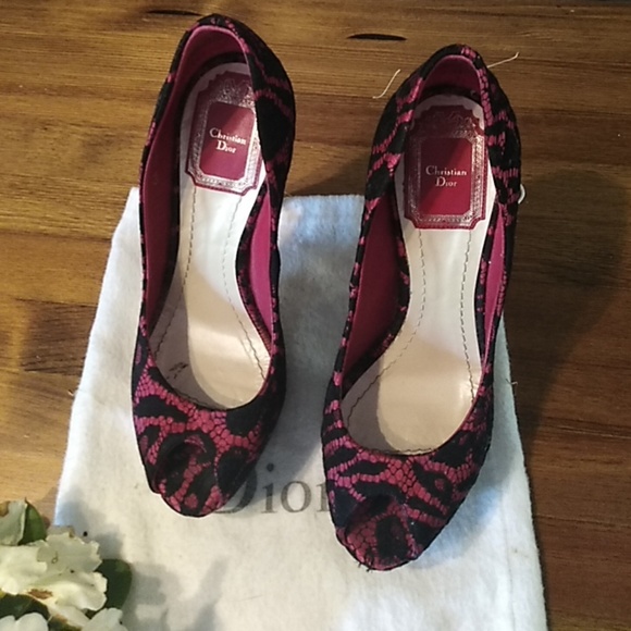 Christian Dior Stiletto Satin Lace Heels 35 1/2 - Picture 2 of 7
